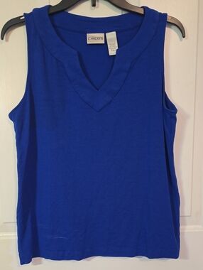 Chico's V-Neck Sleeveless Tank Top - Royal Blue